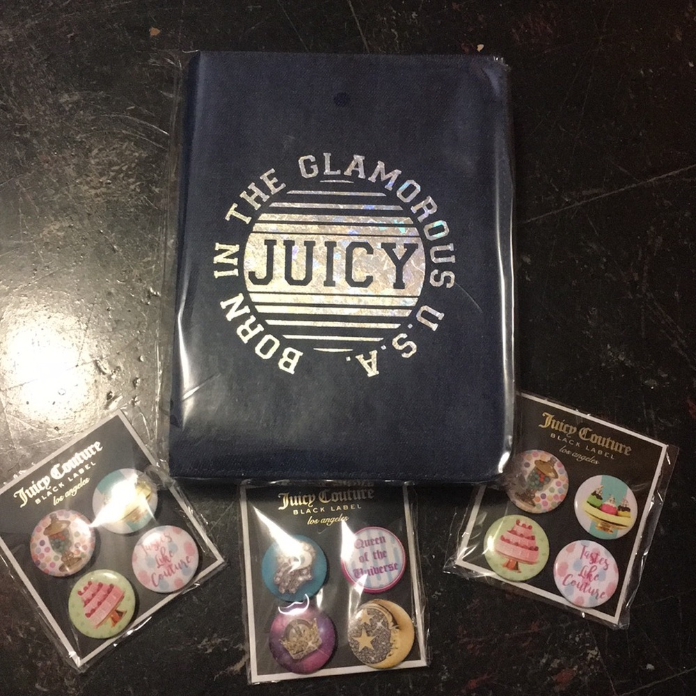 Juicy Couture Notebook and Buttons